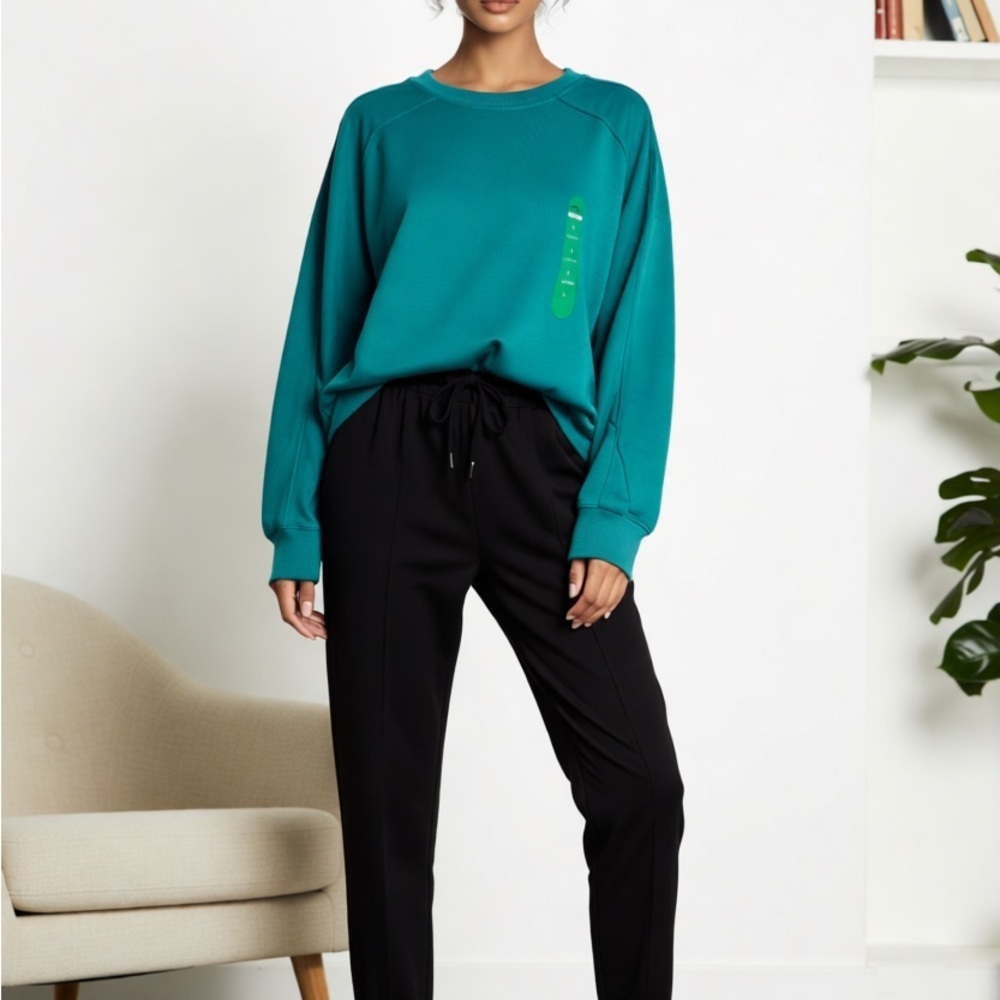 BCG Women's Large Lifestyle Pullover Fleece Long Sleeve Top Lapis NWT Activewear